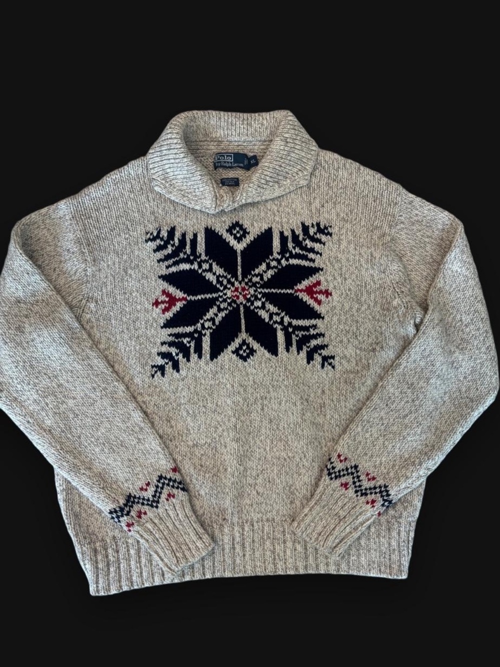 Vintage Polo Ralph Lauren Knit Sweater XL Fair Isle Nordic Wool silk cotton